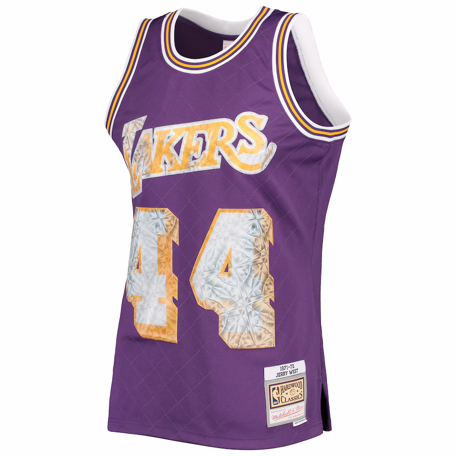 Jerry West, Los Angeles Lakers, 1971/72 Classic NBA 75th Anniversary Diamond Fan Edition Jersey, Purple
