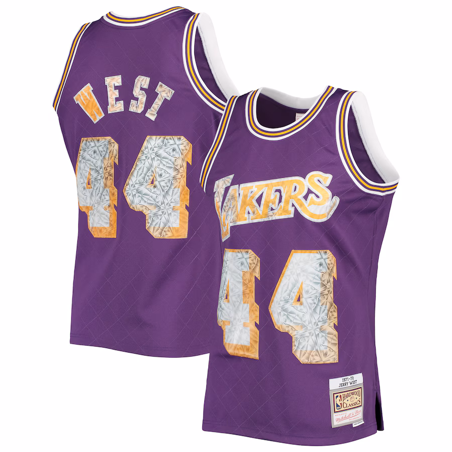 Jerry West, Los Angeles Lakers, 1971/72 Classic NBA 75th Anniversary Diamond Fan Edition Jersey, Purple