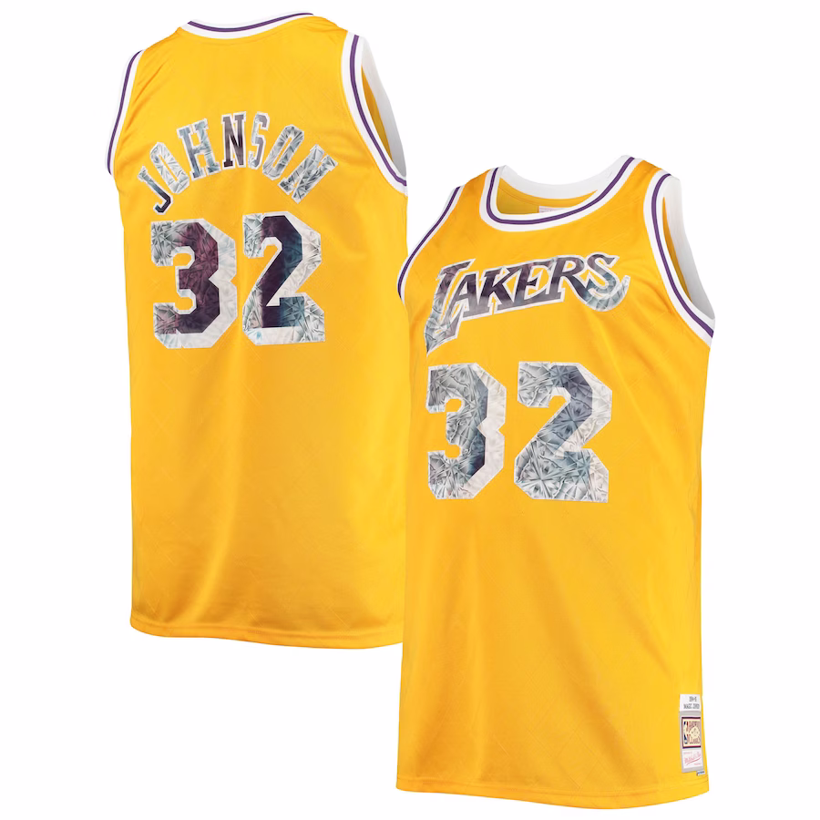 Magic Johnson, Los Angeles Lakers, 1984/85 NBA 75th Anniversary Diamond Fan Edition Jersey, Gold