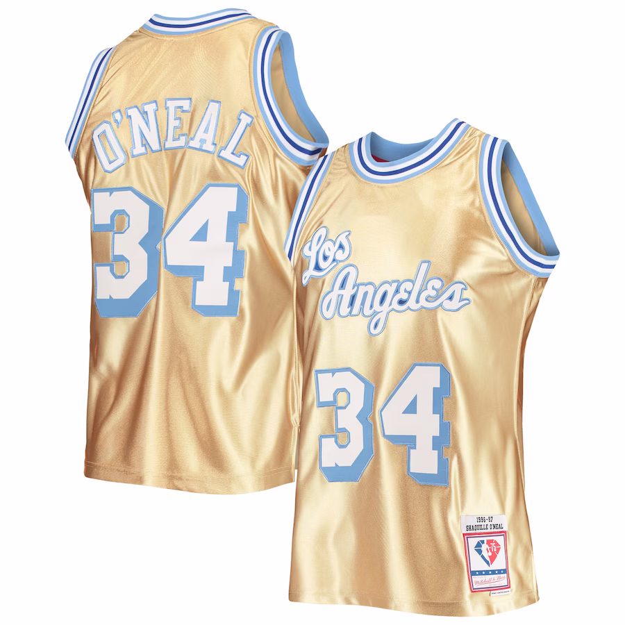 Shaquille O'Neal, Los Angeles Lakers, 75th Anniversary 1996/97 Classic Vintage Jersey, Gold