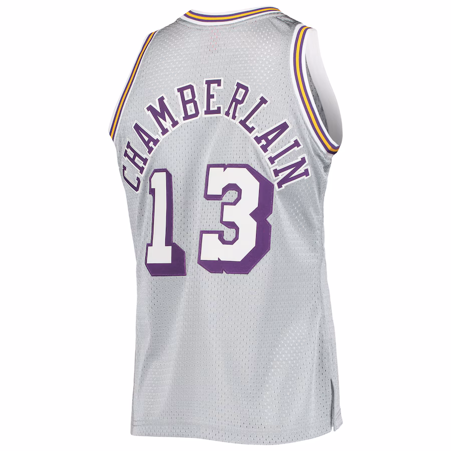 Wilt Chamberlain, Los Angeles Lakers, 75e Anniversaire 1971/72 Jersey Classique Vintage, Argent