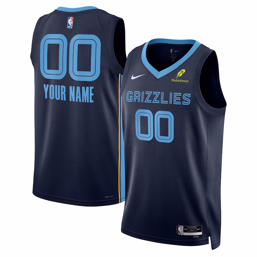 Memphis Grizzlies Maglia Badge, Edizione Icona, Blu Marinaio