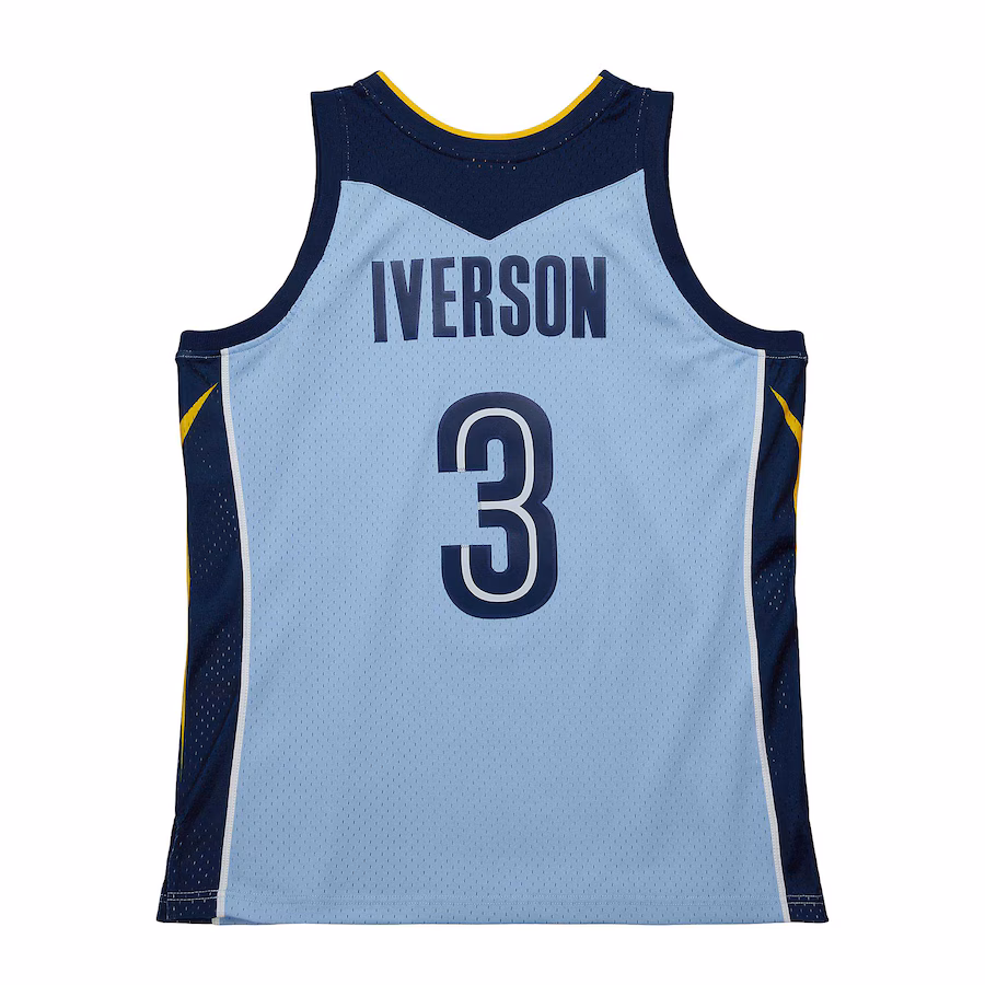 Maglia Allen Iverson dei Memphis Grizzlies 2009/10 edizione Hardwood Classics blu chiaro