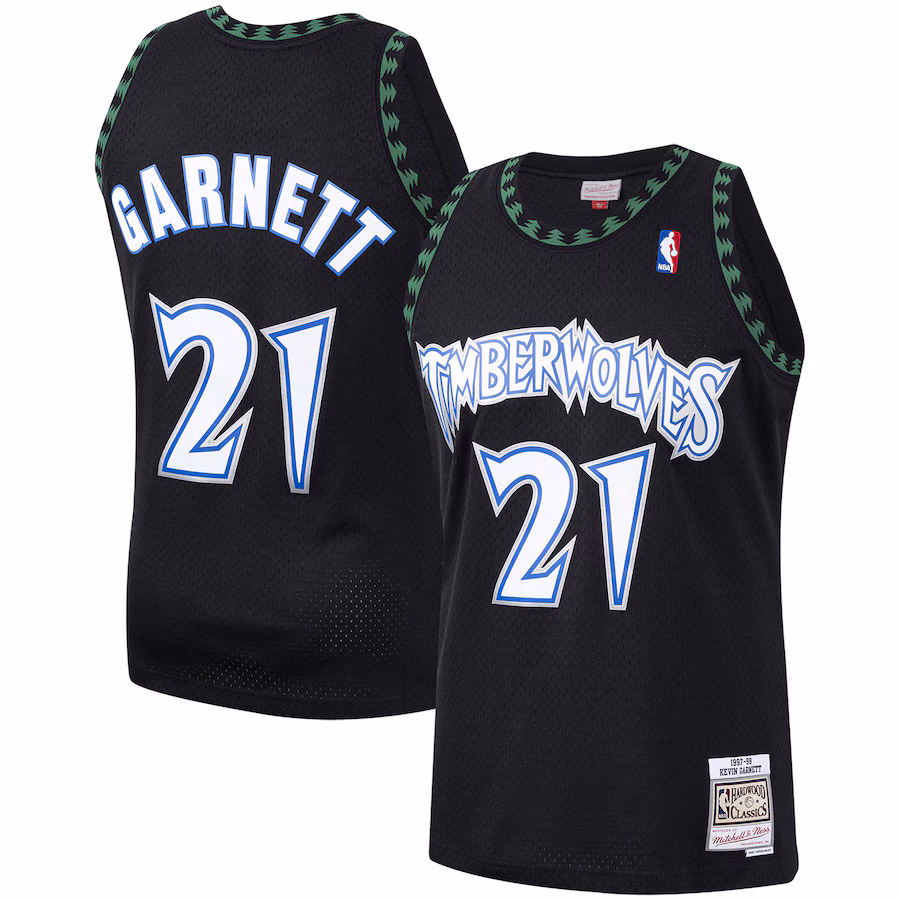 Maglia nera di Kevin Garnett dei Minnesota Timberwolves