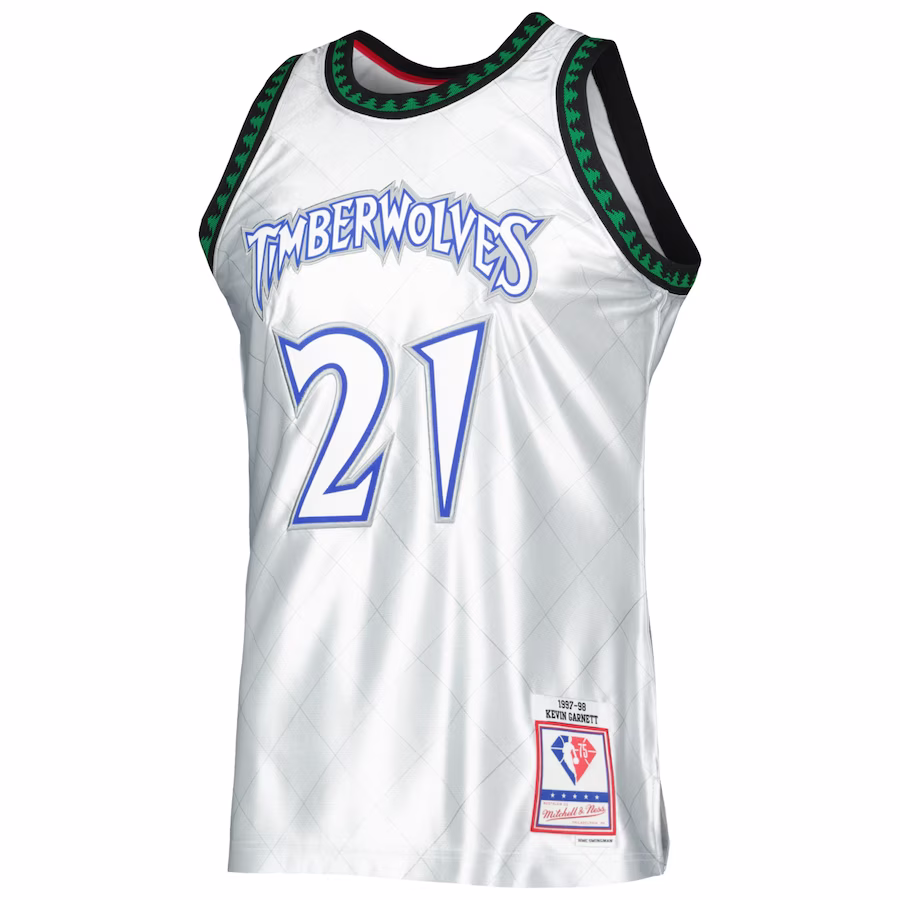 Jersey blanco de Kevin Garnett de los Minnesota Timberwolves en 1997-98, Edición 75 aniversario