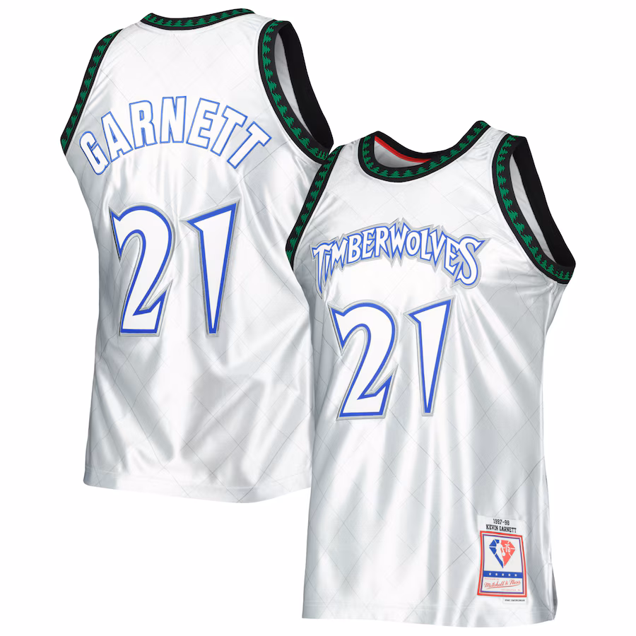 Maglia bianca di Kevin Garnett dei Minnesota Timberwolves nel 1997-98, Edizione 75esimo anniversario