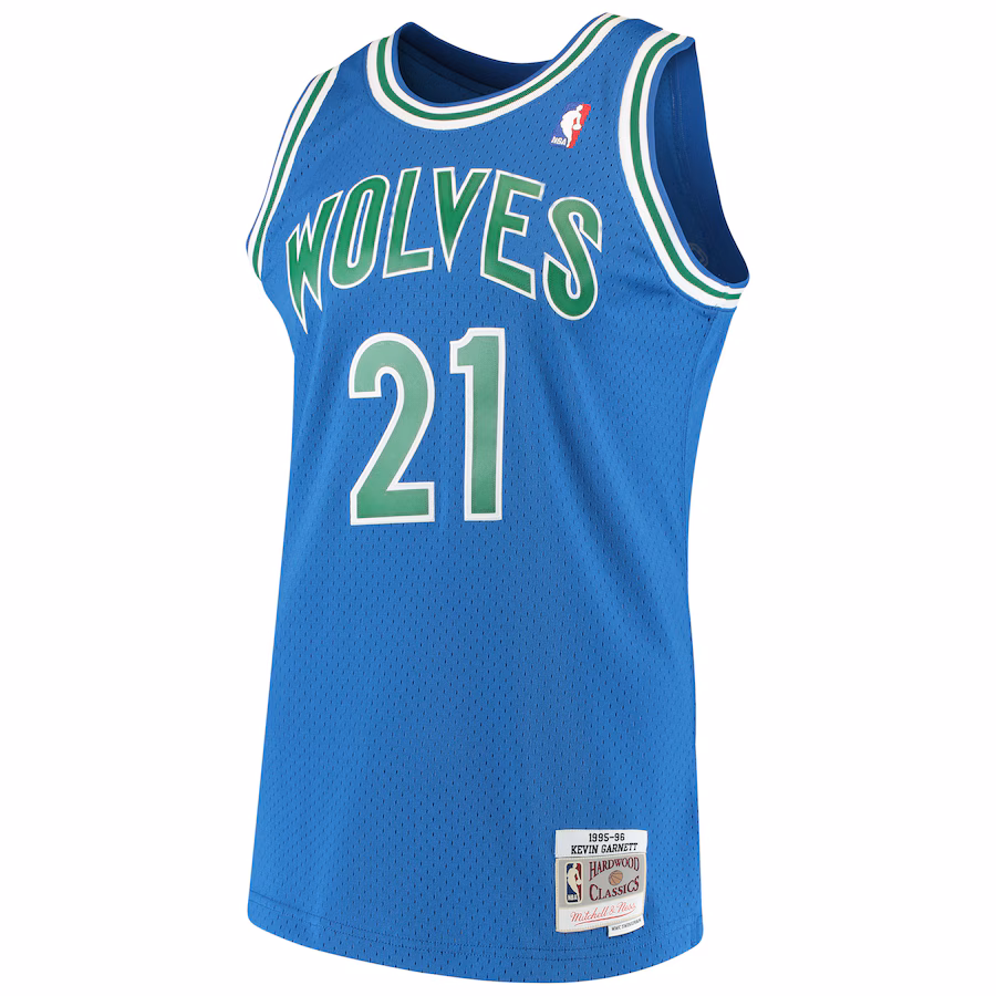 Jersey azul de Kevin Garnett de los Minnesota Timberwolves en 1995-97