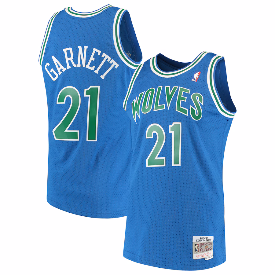 ：Maglia blu di Kevin Garnett dei Minnesota Timberwolves nel 1995-97