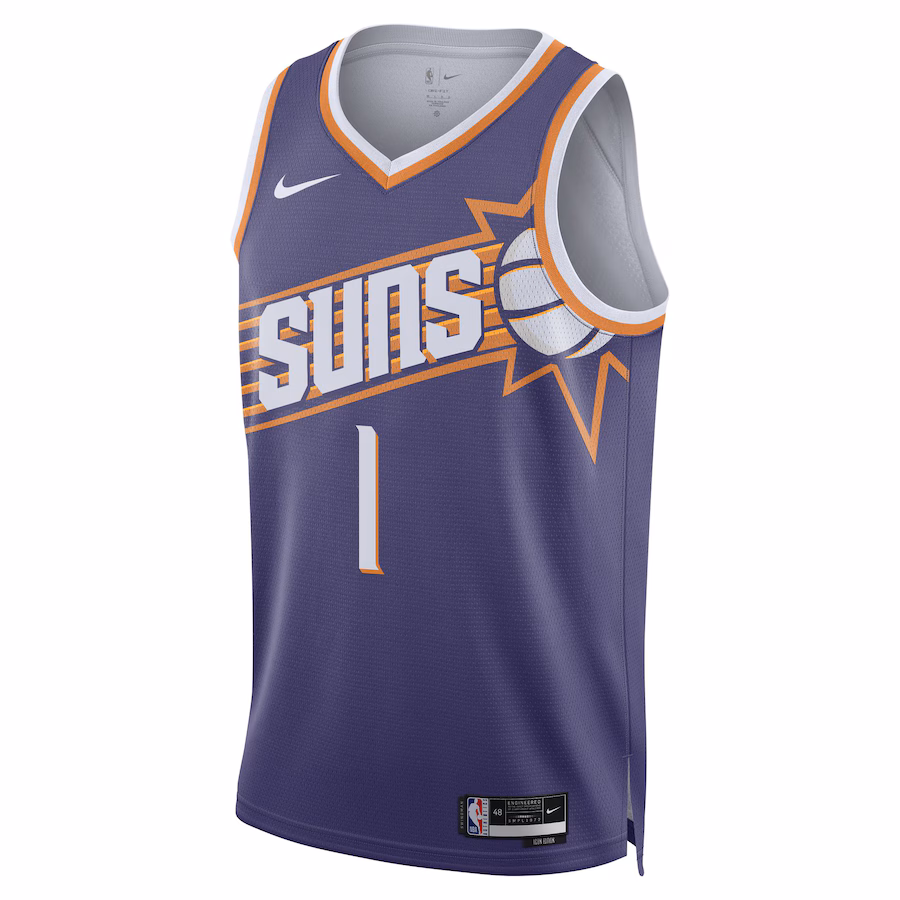 Maglia Unisex Swingman di Devin Booker per i Phoenix Suns - Edizione Icona - Viola