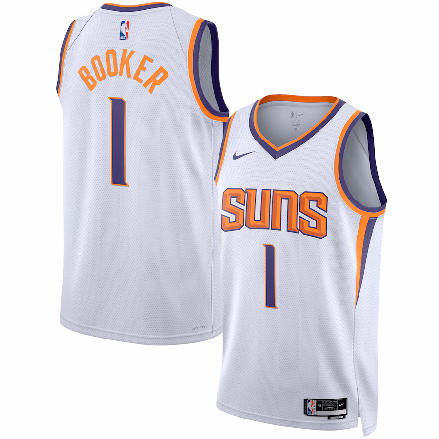 Maglia Swingman unisex di Devin Booker per i Phoenix Suns - Edizione Associazione - Bianca