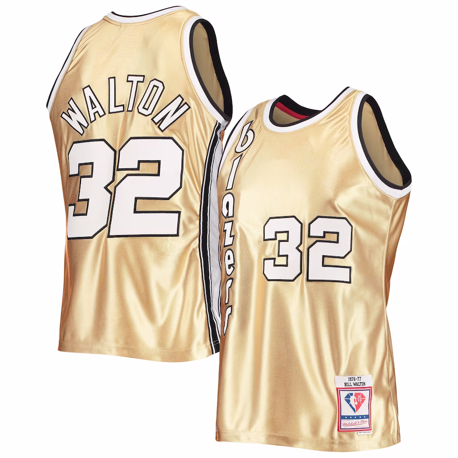 Bill Walton, Portland Trail Blazers, 75th Anniversary 1976/77 Classic Throwback Jersey, Gold