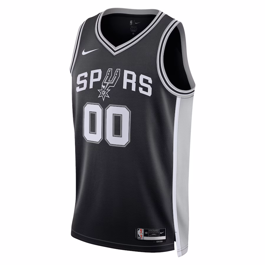 Maglia personalizzata unisex dei San Antonio Spurs, Edizione icona, Nero