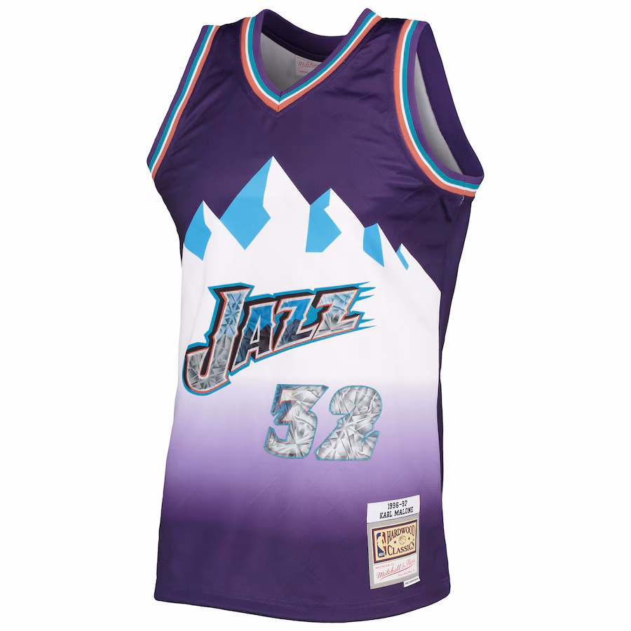 Karl Malone Utah Jazz 1996/97 Classic NBA 75th Anniversary Diamond Jersey, Purple