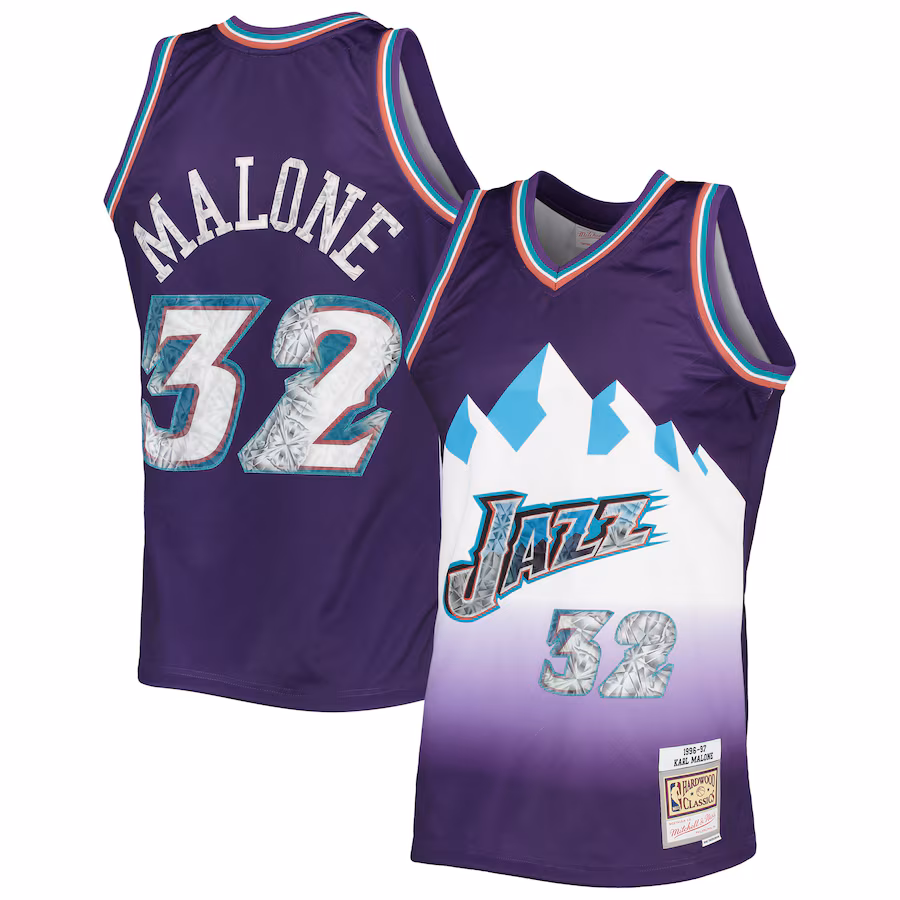 Karl Malone Utah Jazz 1996/97 Classic NBA 75th Anniversary Diamond Jersey, Purple