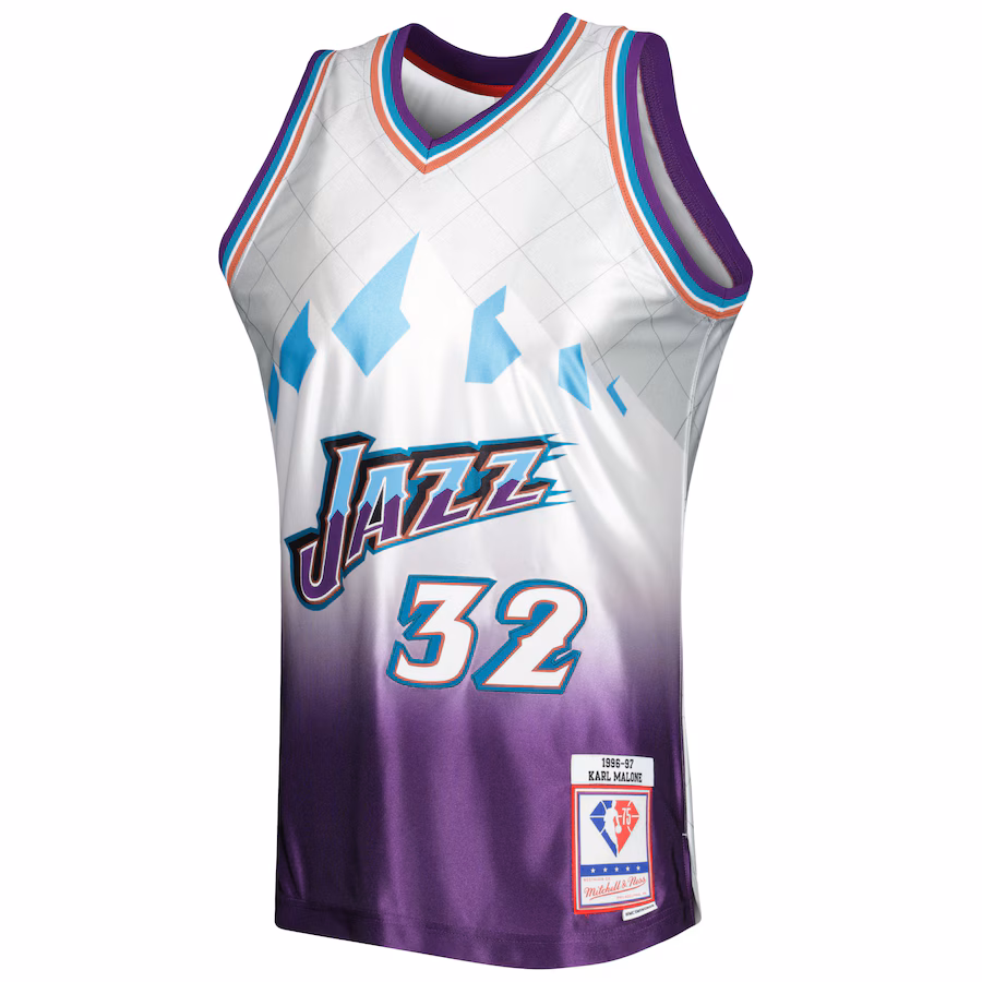 Karl Malone Utah Jazz 1996/97 Classic 75th Anniversary Edition, White